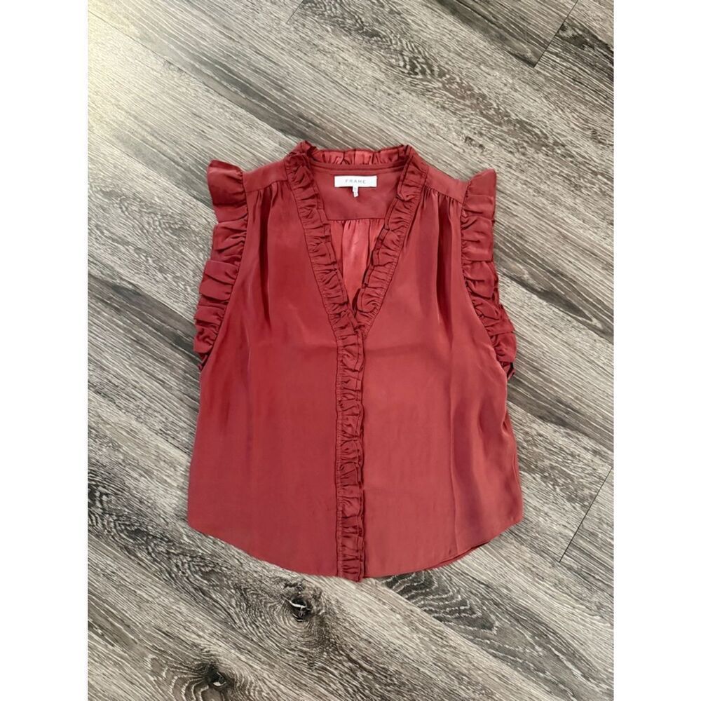 Frame Lauren Silk Ruffle Blouse